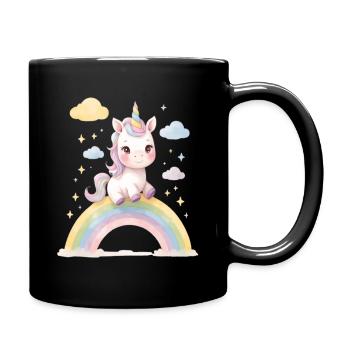 Unicorn on rainbow magic - Full Colour Mug - black - Right