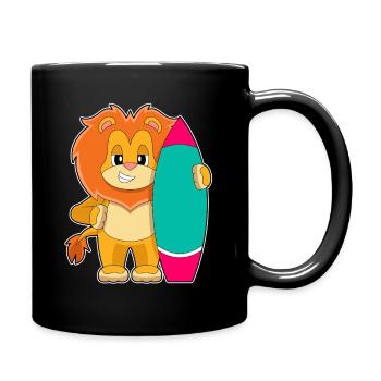 Lion Surfing Planche de surf Été - Mug uni - noir - Droite