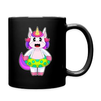 Einhorn Schwimmen Schwimmring Sommer - Tasse einfarbig - Schwarz - Rechts