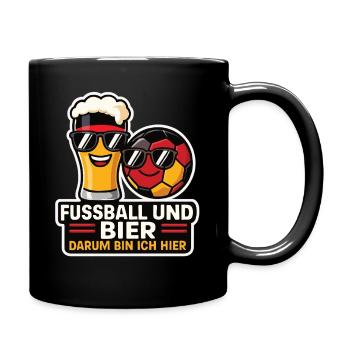 Fußball und Bier Deutschland Fan - Tasse einfarbig - Schwarz - Rechts