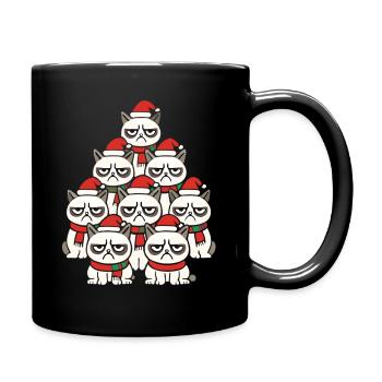Grumpy Christmas Cats – Lustiges Katzen - Full Colour Mug - black - Right