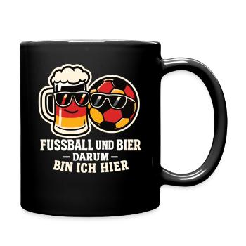 Fußball und Bier - Tasse einfarbig - Schwarz - Rechts