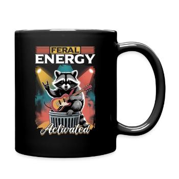 Funny Raccoon - Tasse einfarbig - Schwarz - Rechts
