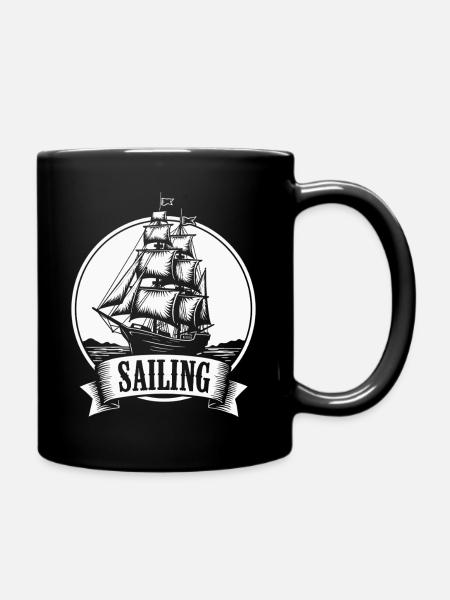 Sailing Segelschiff Maritim Ahoi - Tasse einfarbig - Schwarz