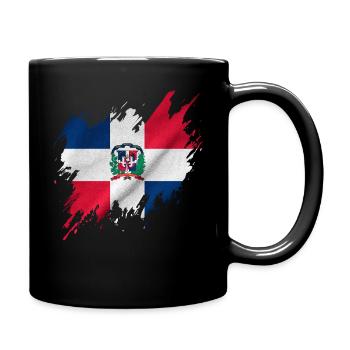 Dominikanische Flagge, zerrissener Stil - Tasse einfarbig - Schwarz - Rechts
