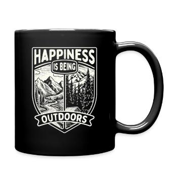 Glück ist, draußen zu sein, Natur, Wandern, Humor, - Tasse einfarbig - Schwarz - Rechts
