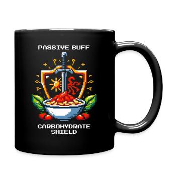 Kohlenhydrat Schild | Gamer Humor - Tasse einfarbig - Schwarz - Rechts