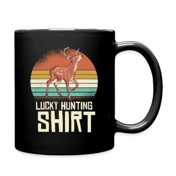 Hirsch Retro Sonnenuntergang Shirt - Tasse einfarbig - Schwarz - Rechts