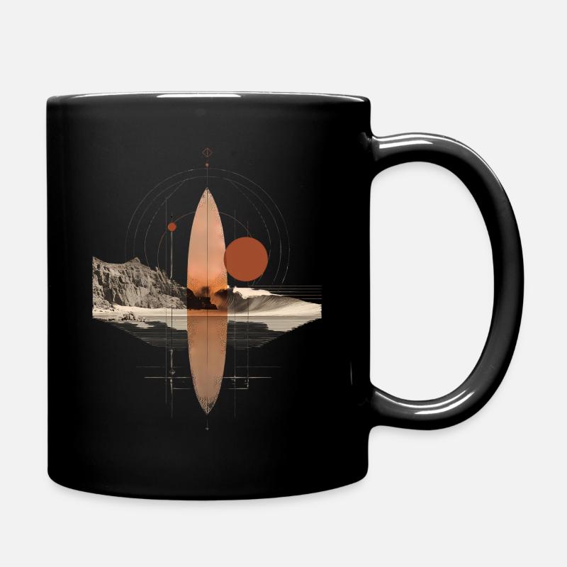 Copper Waves Orbit - Planche de surf géométrique - Mug uni - noir
