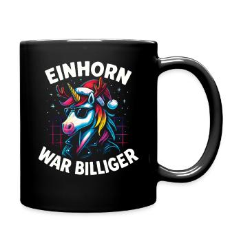 Weihnachten Spruch Humor Einhorn Lustig Rentier - Tasse einfarbig - Schwarz - Rechts