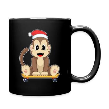 Affe Weihnachten Skateboard - Tasse einfarbig - Schwarz - Rechts