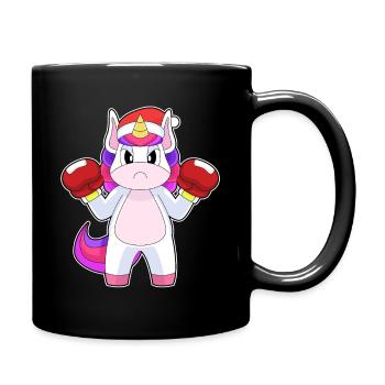 Einhorn Weihnachten Boxen - Tasse einfarbig - Schwarz - Rechts