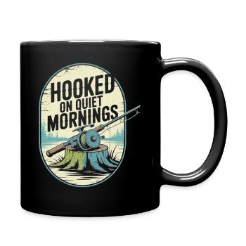  Hooked on Quiet Mornings Fishing Enthusiast - Full Colour Mug - black - Right