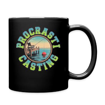 Prokrastinierender Angler Fauler Angeltag Humor - Tasse einfarbig - Schwarz - Rechts