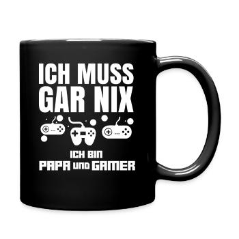 Gamer Gaming Vater Vatertag Spruch Zocken Papa - Tasse einfarbig - Schwarz - Rechts