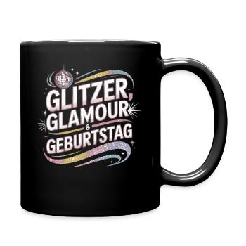 Glitter Glamour Birthday Motif - Full Colour Mug - black - Right