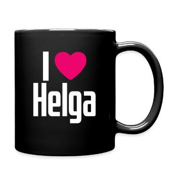 I Love Helga Pinkes Herz Ich liebe Helga - Tasse einfarbig - Schwarz - Rechts