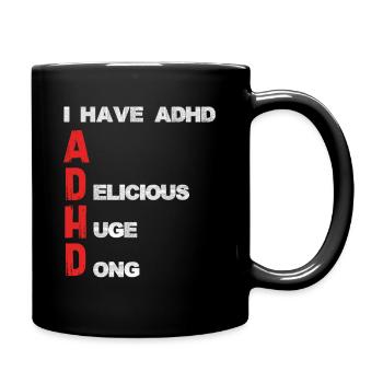ADHD Schriftzug Vertikale Akzente - Tasse einfarbig - Schwarz - Rechts
