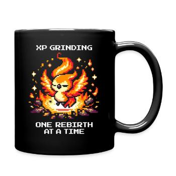 Grind XP, respawn after respawn | RPG Roguelike - Full Colour Mug - black - Right