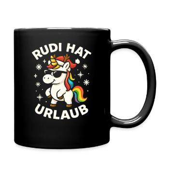 Weihnachten Spruch Humor Einhorn Lustig Rentier - Tasse einfarbig - Schwarz - Rechts
