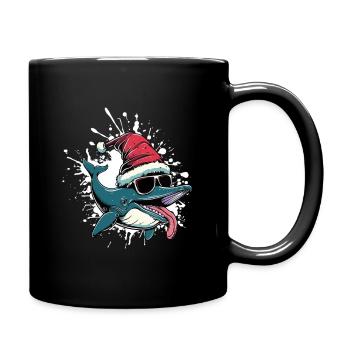 Wal Weihnachten Lustig - Tasse einfarbig - Schwarz - Rechts