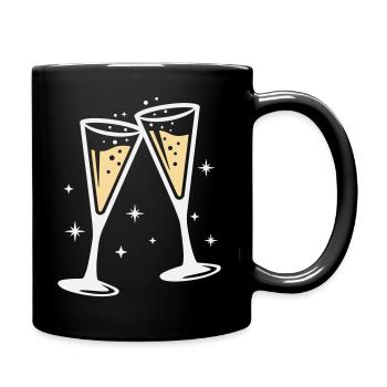 Sektglas Prosecco Sekt Alkohol Prost - Tasse einfarbig - Schwarz - Rechts