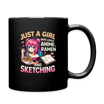 Anime Ramen Skizzieren Mädchen - Tasse einfarbig - Schwarz - Rechts