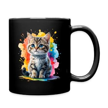 Explosion de couleurs de portrait de chat - Mug uni - noir - Droite