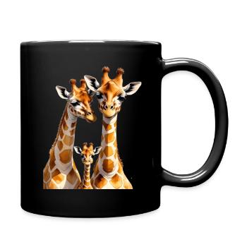 Giraffen Trio Illustration auf Textilien - Tasse einfarbig - Schwarz - Rechts