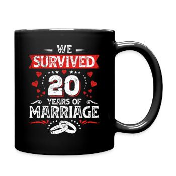 Vintage 20. Hochzeitstag - Tasse einfarbig - Schwarz - Rechts