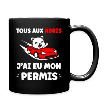 Panda en Cabrio Rouge Permis - Mug uni - noir - Droite