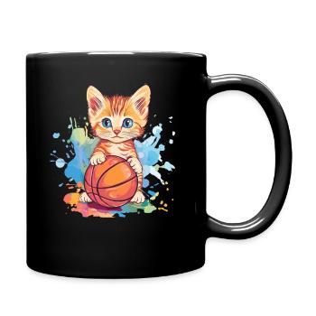 Ballon de chat dans le style du basket-ball - Mug uni - noir - Droite