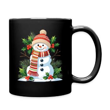 Bonhomme de neige magique d’hiver avec écharpe - Mug uni - noir - Droite