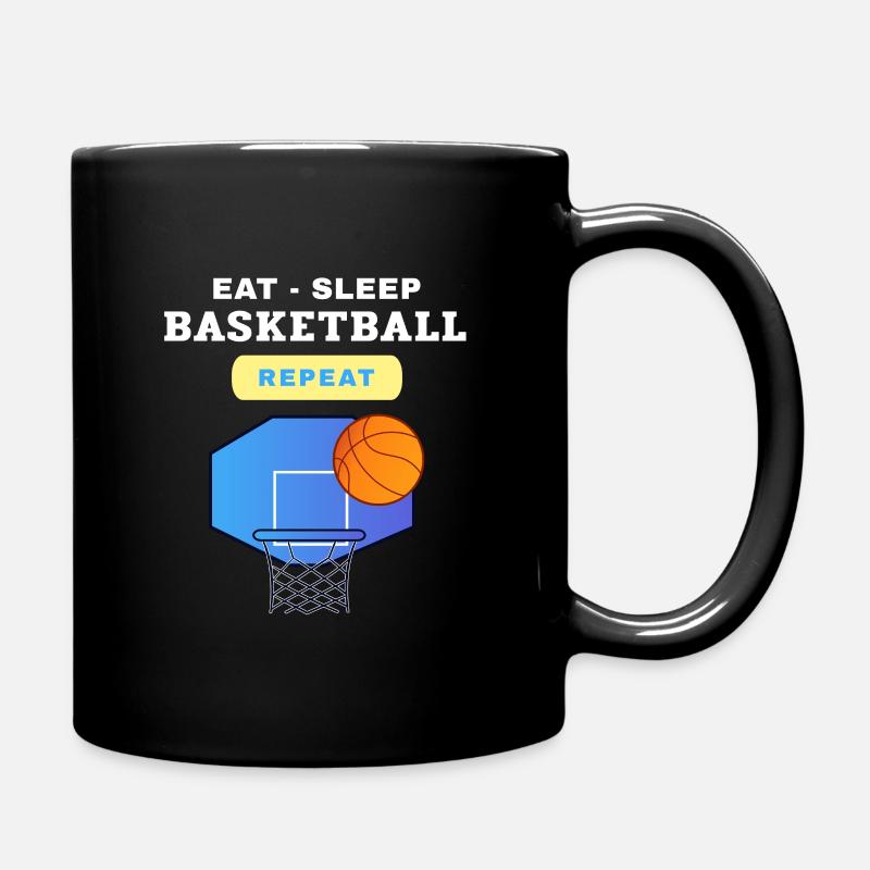 Eat, Sleep, Basketball, Repeat design - Full Colour Mug - black
