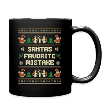 Santa's Favorite Mistake – funny ugly Christmas - Full Colour Mug - black - Right
