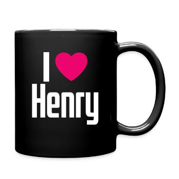 I Love Henry Pinkes Herz Ich liebe Henry - Tasse einfarbig - Schwarz - Rechts