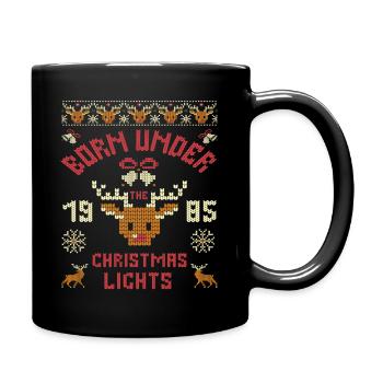Jahrgang 1985  Geburtstag unter Weihnachtslichtern - Tasse einfarbig - Schwarz - Rechts