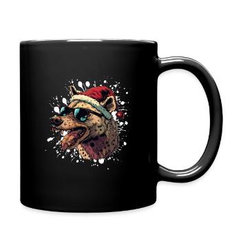 Hyäne Weihnachten Lustig - Tasse einfarbig - Schwarz - Rechts