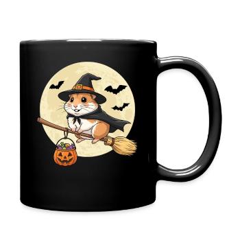 Mignon hamster sorcière Halloween citrouille pleine lune - Mug uni - noir - Droite