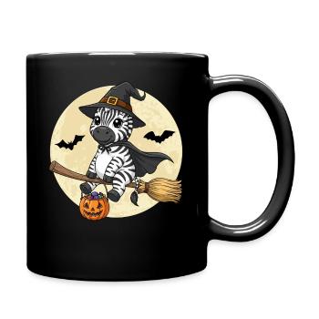 Süßer Zebra Hexe Halloween Kürbis Vollmond - Tasse einfarbig - Schwarz - Rechts
