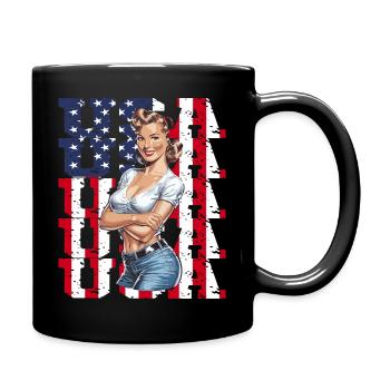 USA Retro Vintage Patriotic Design - Full Colour Mug - black - Right