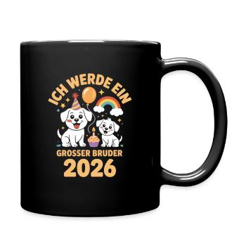 Je vais être un chiot chien grand frère 2026 - Mug uni - noir - Droite