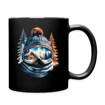 Winterlandschaft Spiegelung Goggles - Tasse einfarbig - Schwarz - Rechts