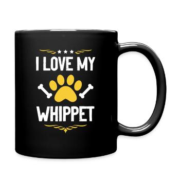 Whippet Liebe Pfotenkunst - Tasse einfarbig - Schwarz - Rechts