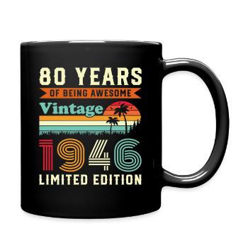 80 Jahre 1946 Vintage Retro Geburtstagsgeschenk - Tasse einfarbig - Schwarz - Rechts
