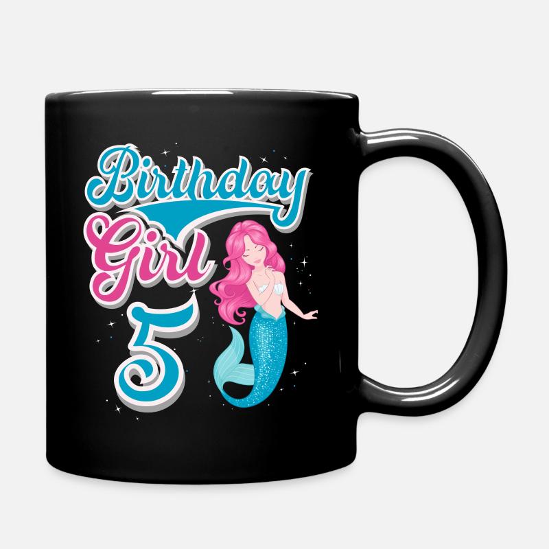5. Geburtstag Meerjungfrau - Tasse einfarbig - Schwarz