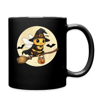 Süße Biene Hexe Halloween Kürbis Vollmond - Tasse einfarbig - Schwarz - Rechts