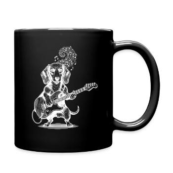 Dachshund Guitar Playing Dog - Full Colour Mug - black - Right