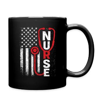 Nurse USA Flag Stethoscope – Nurse - Full Colour Mug - black - Right