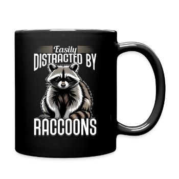 Funny Raccoon - Tasse einfarbig - Schwarz - Rechts